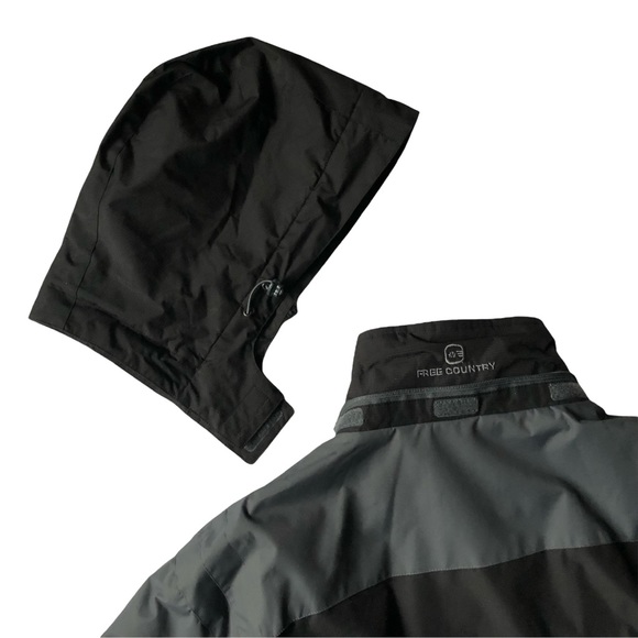 FREE COUNTRY Men’s Lined Jacket Large Black Gray EUC  Water Repellant - Picture 11 of 16